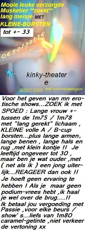 Ik 1m80 ZOEK : met spoed lange vrouw ,kleine borsten ,voor geven shows