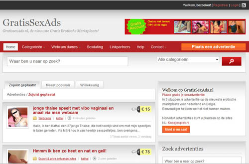 Gratis sex advertenties plaatsen en reageren. GratissexAds.nl