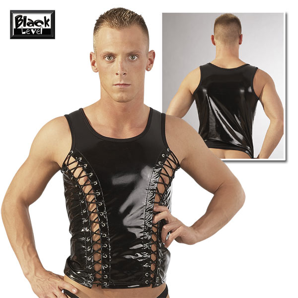 Lak shirt met veters www.18pluskoopjes.nl