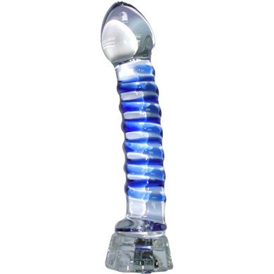 Flashing Glazen Dildo Blue 18 cm